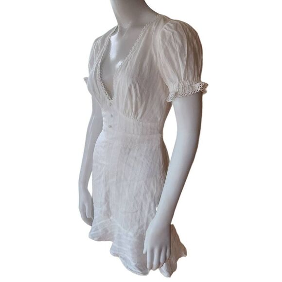 NWT LuLus Vibing in Venice White Ruffled Puff Sleeve Mini Dress (XS) - Picture 5 of 11